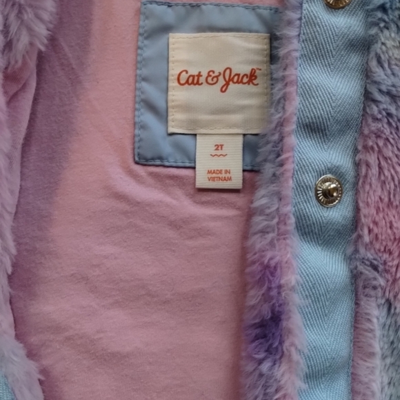 Cat and Jack kids fuzzy hooded jacket button up 2T - Picture 2 of 9